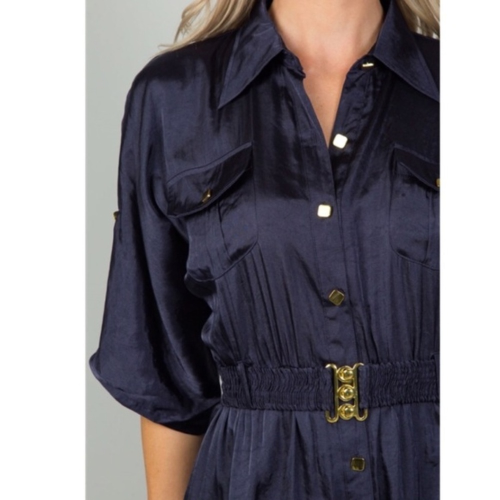 ⭐Navy Satin Maxi Dress⭐ - Picture 3 of 4